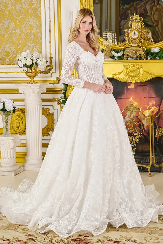 Wedding dress, beads, embroidery and sparkling sequins-0