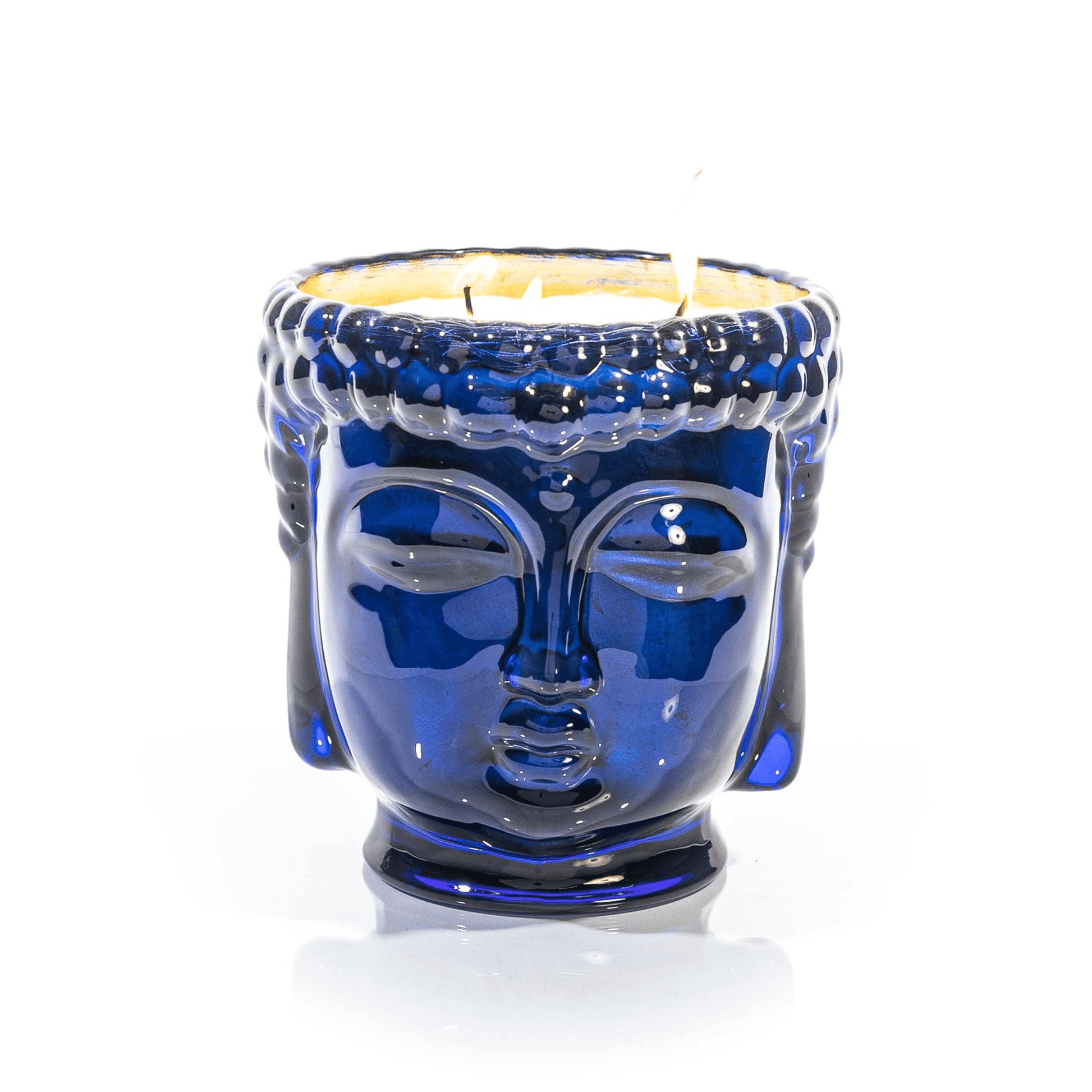 24K Gold Sapphire Blue Glass Buddha Royale Candle-0