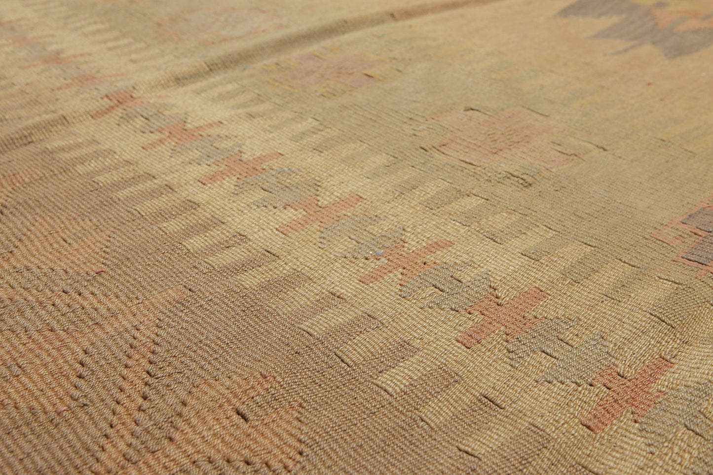 6'4" x 10'3" Tan Hand woven Tribal Turkish Kilim Wool Vegetable Dyes Traditional Oriental Area rug-0