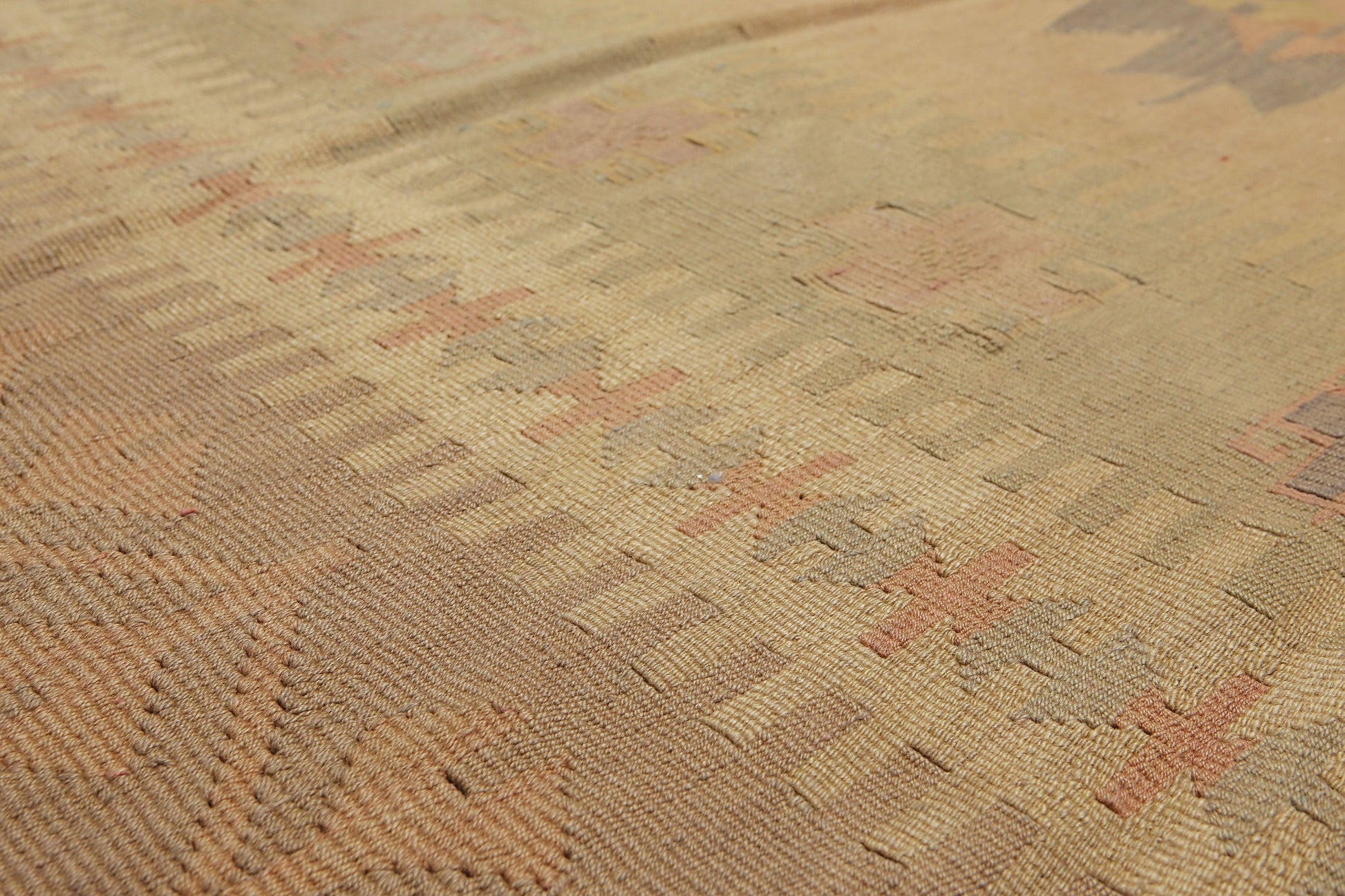 6'4" x 10'3" Tan Hand woven Tribal Turkish Kilim Wool Vegetable Dyes Traditional Oriental Area rug-0