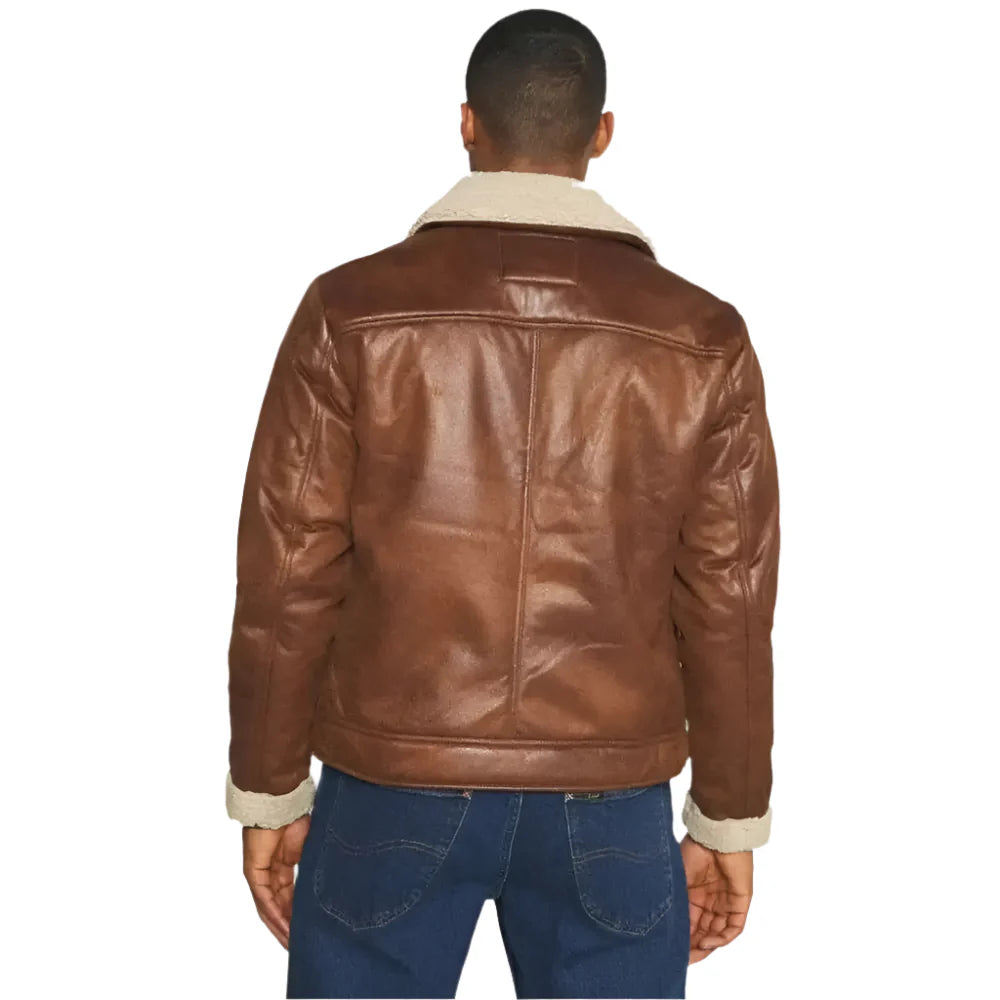 Glossy Brown Faux Leather Jacket-1