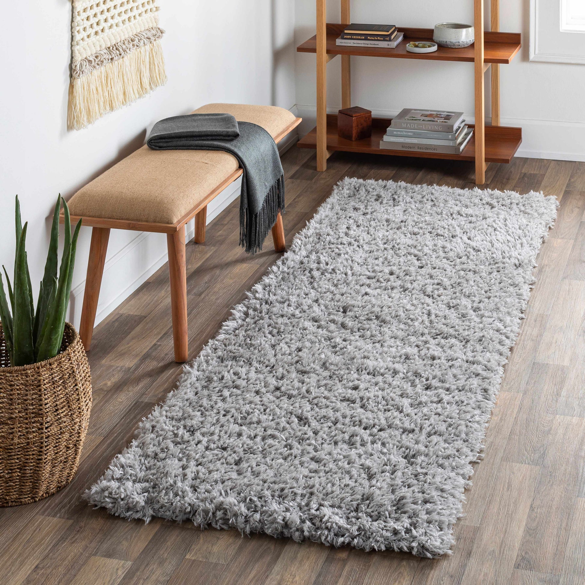 Siari Solid Medium Gray Shag Rug-2