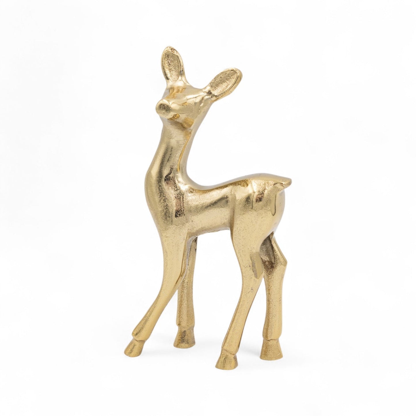 Gold Cast Aluminum Deer Figurine
