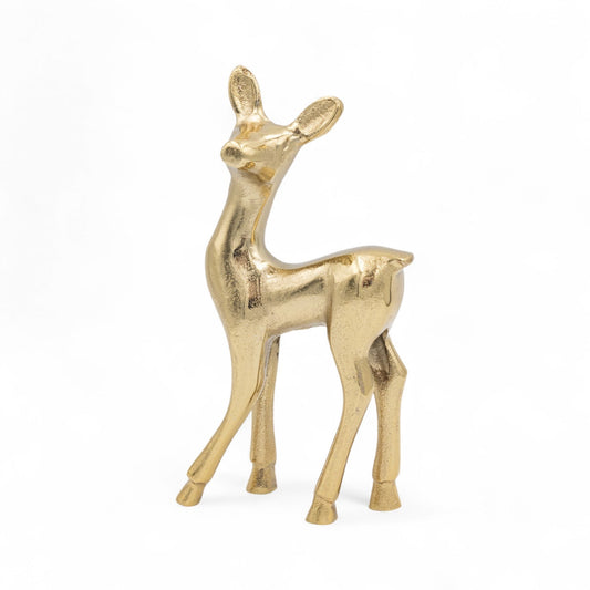 Gold Cast Aluminum Deer Figurine