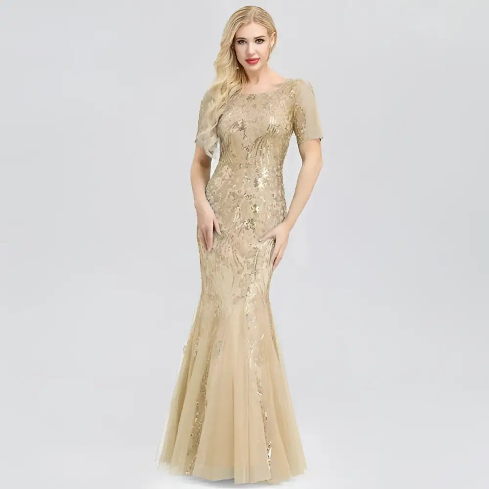 Gold Embellished Temperament Mermaid Dress