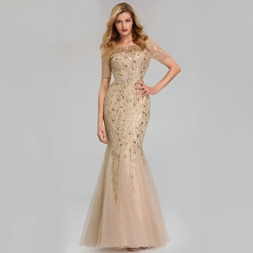 Gold Embellished Temperament Mermaid Dress