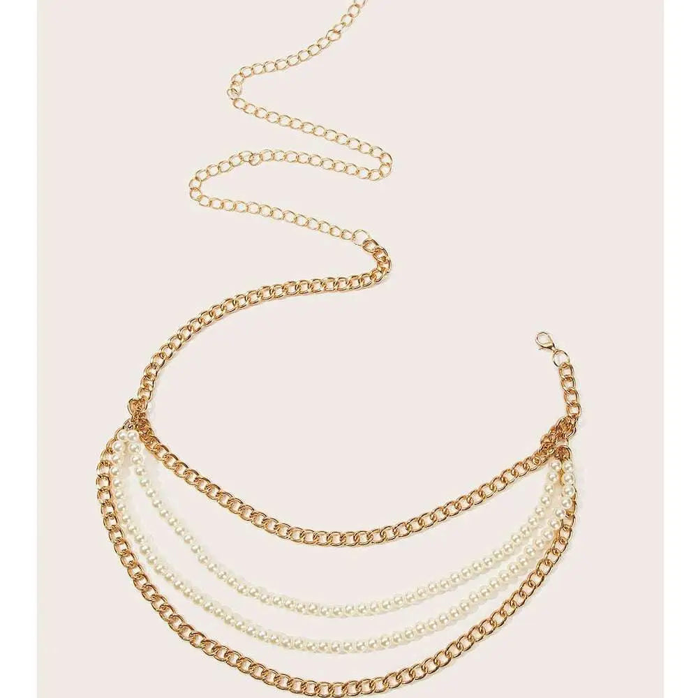 Gold Pearl Jewelry Accessories Waist Chain