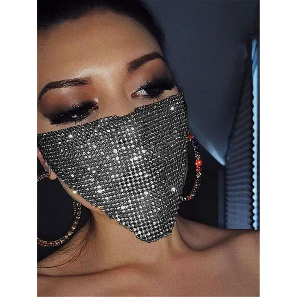 Gold Rhinestone Explosive Metal Flash Jewelry Mask