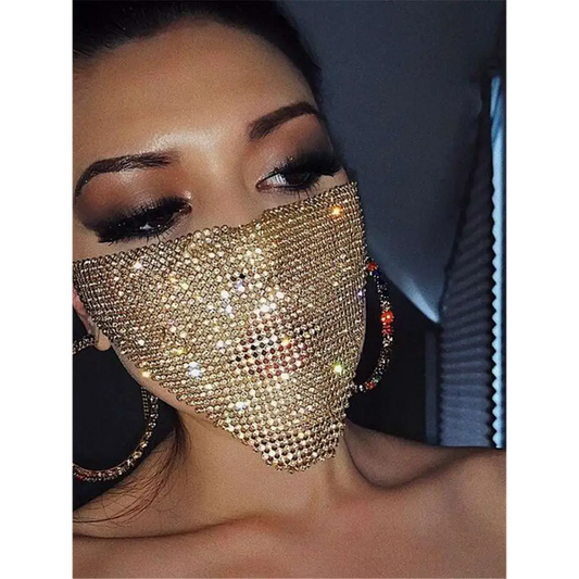 Gold Rhinestone Explosive Metal Flash Jewelry Mask