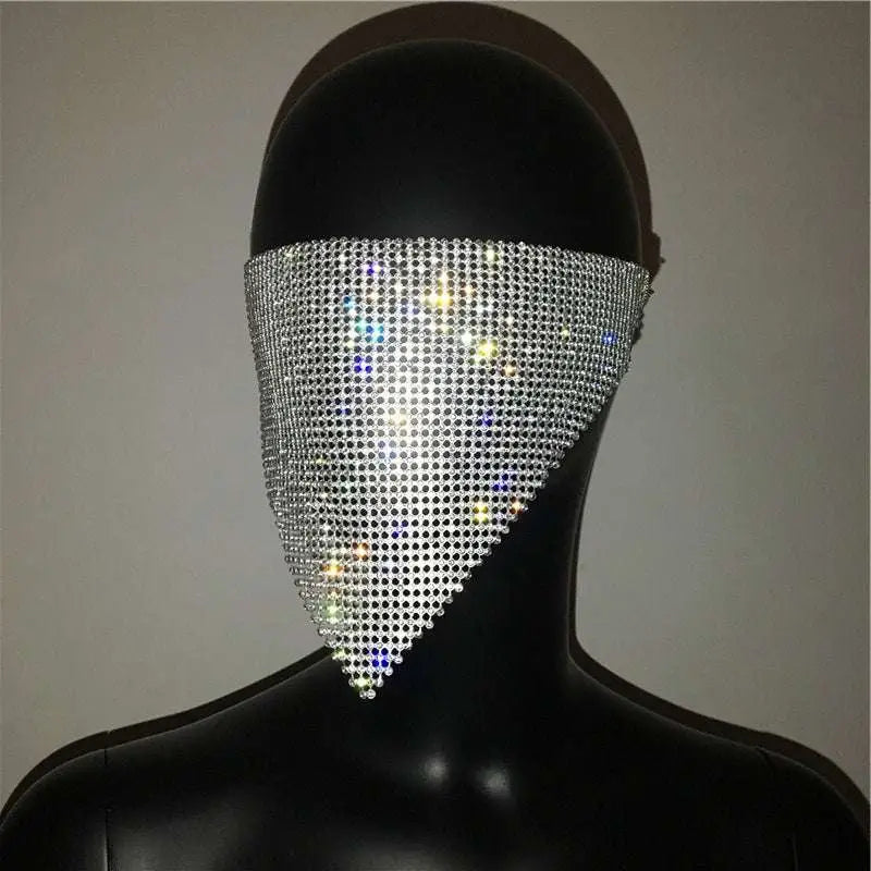 Gold Rhinestone Explosive Metal Flash Jewelry Mask