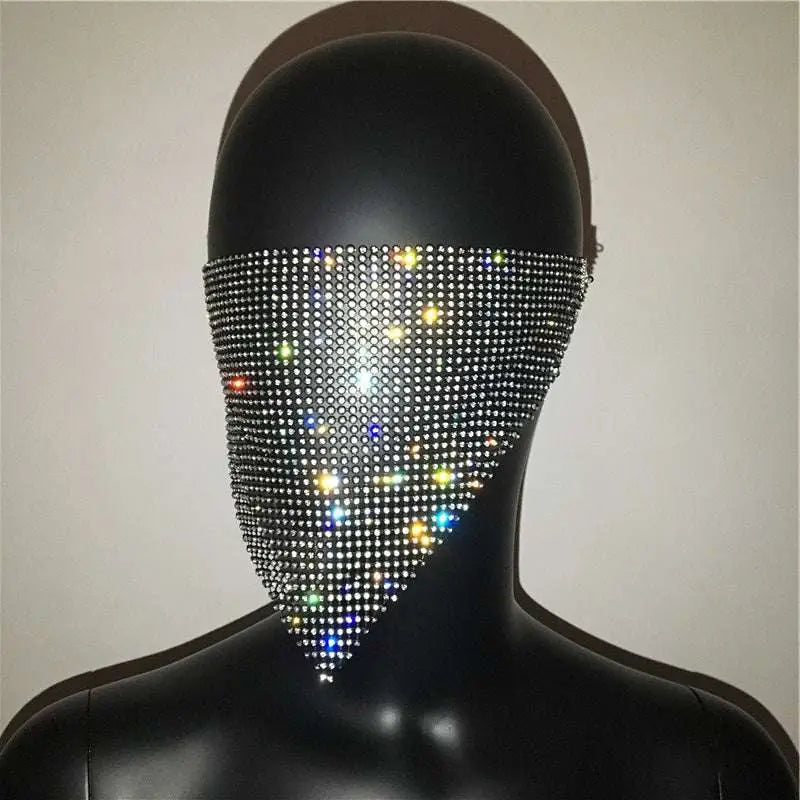 Gold Rhinestone Explosive Metal Flash Jewelry Mask