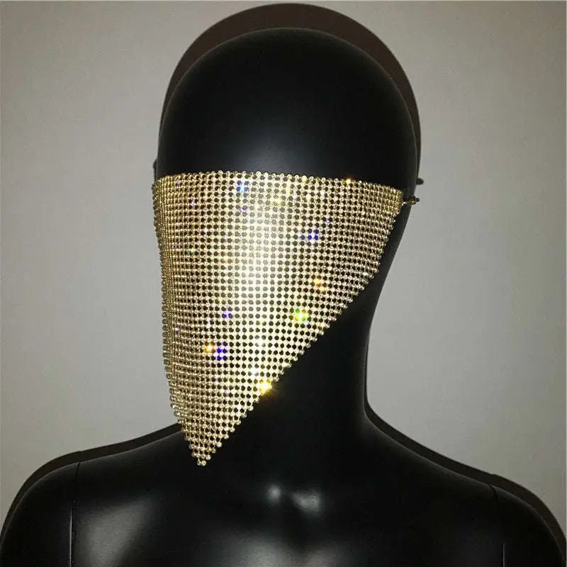 Gold Rhinestone Explosive Metal Flash Jewelry Mask