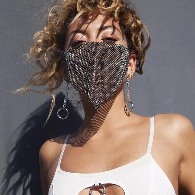 Gold Rhinestone Explosive Metal Flash Jewelry Mask