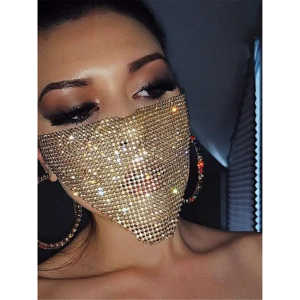 Gold Rhinestone Explosive Metal Flash Jewelry Mask