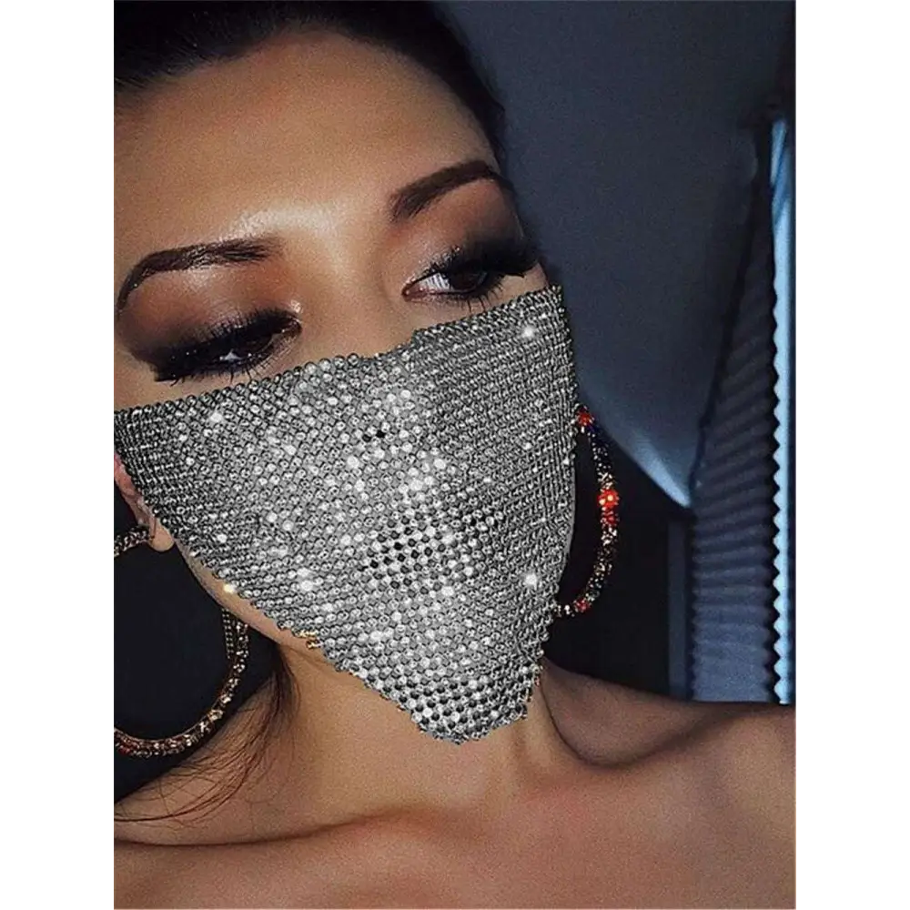 Gold Rhinestone Explosive Metal Flash Jewelry Mask
