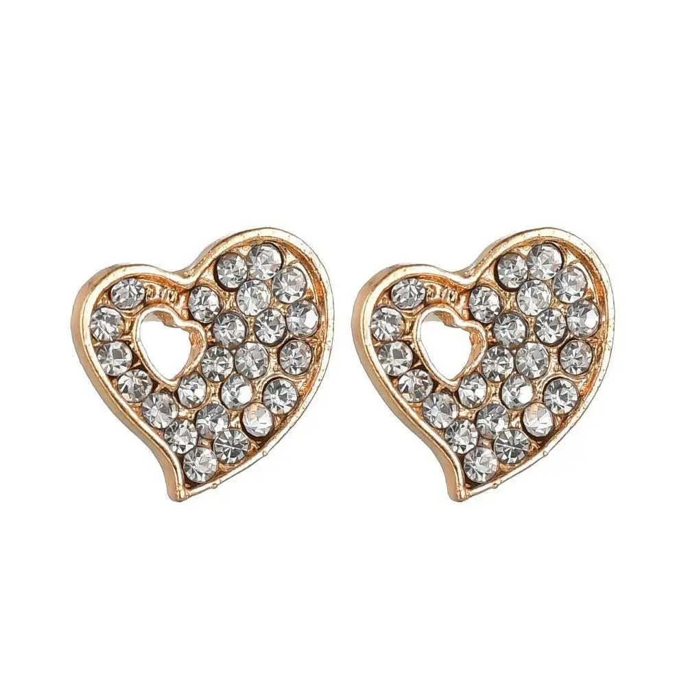 Gold Rhinestone Heart Love Jewelry Set
