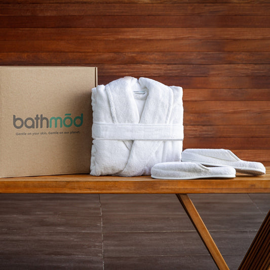 Luxury Organic Bathrobe & Slipper Set-0
