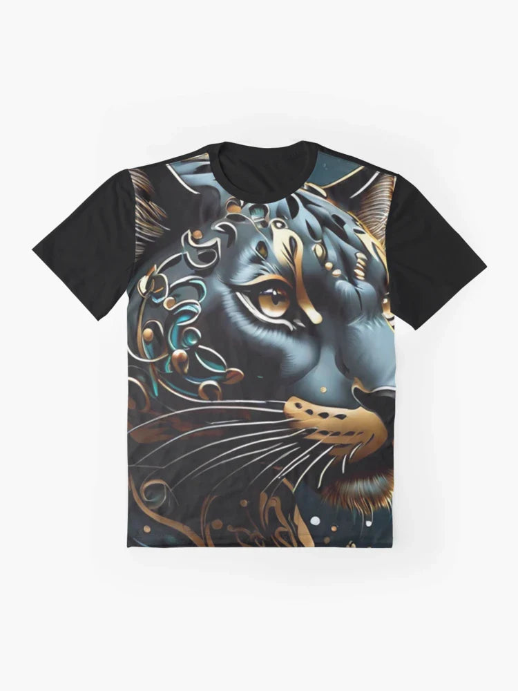 Christmas sleek panther with swirling snowflakes