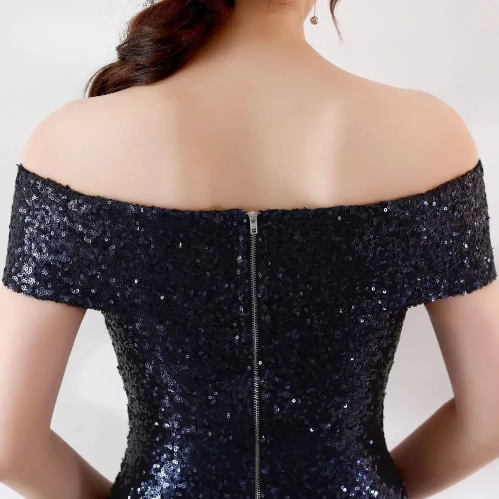 Gradient Sequined Birthday Party Dress Slimming Host Gown
