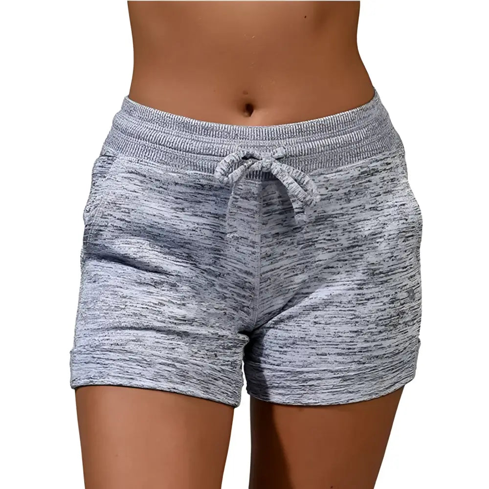 Gray Heathered Women Shorts with Stretch Sports Pants