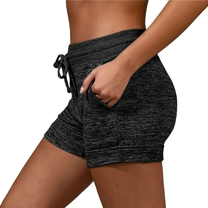Gray Heathered Women Shorts with Stretch Sports Pants