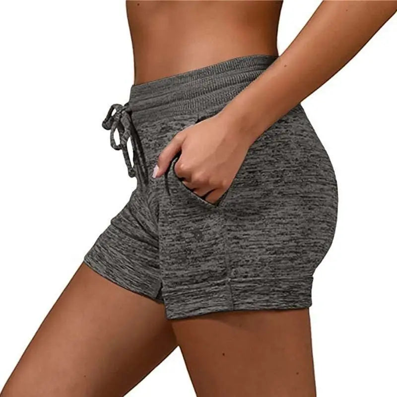 Gray Heathered Women Shorts with Stretch Sports Pants