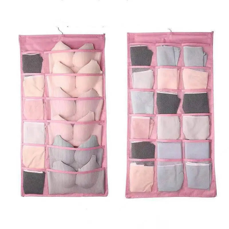 Gray Mesh Bra Hanging Storage Bag