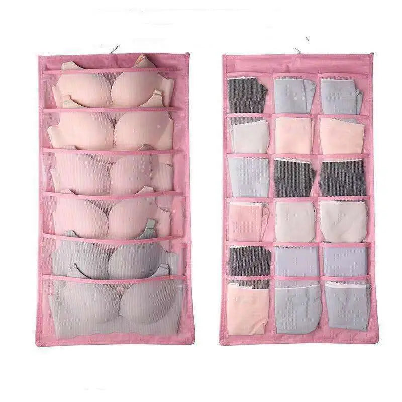 Gray Mesh Bra Hanging Storage Bag