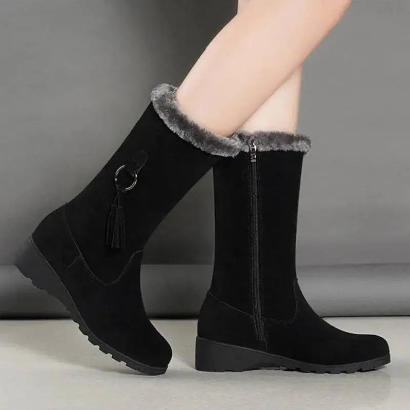 Gray Suede Tassel Martin Boots Autumn and Winter