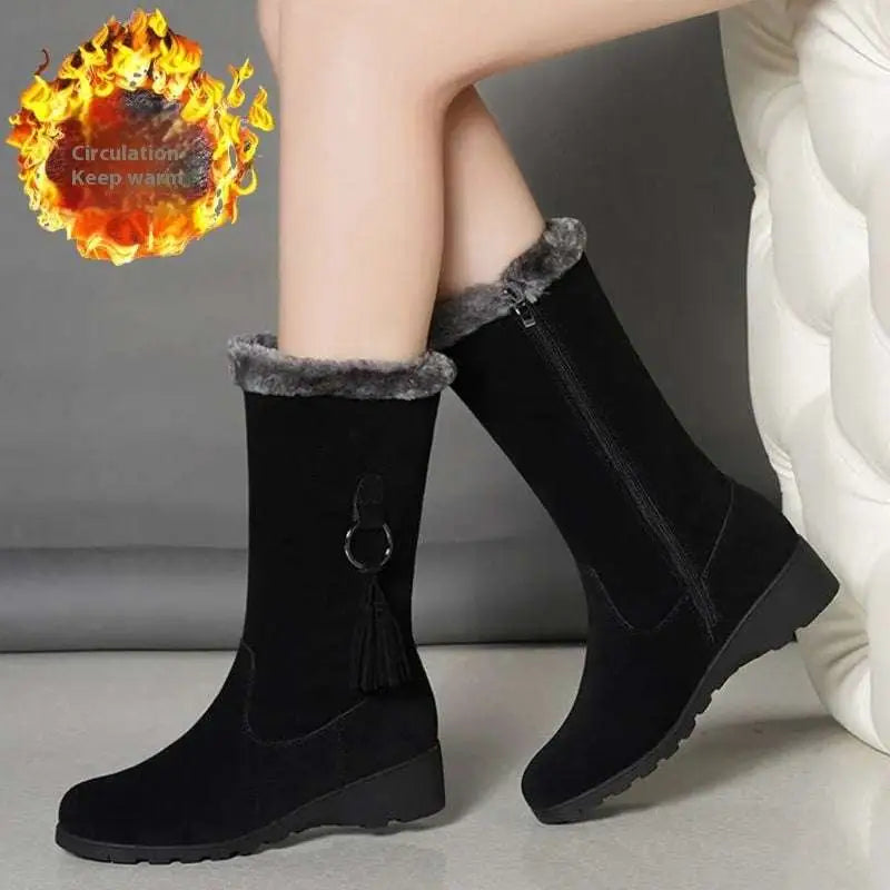 Gray Suede Tassel Martin Boots Autumn and Winter