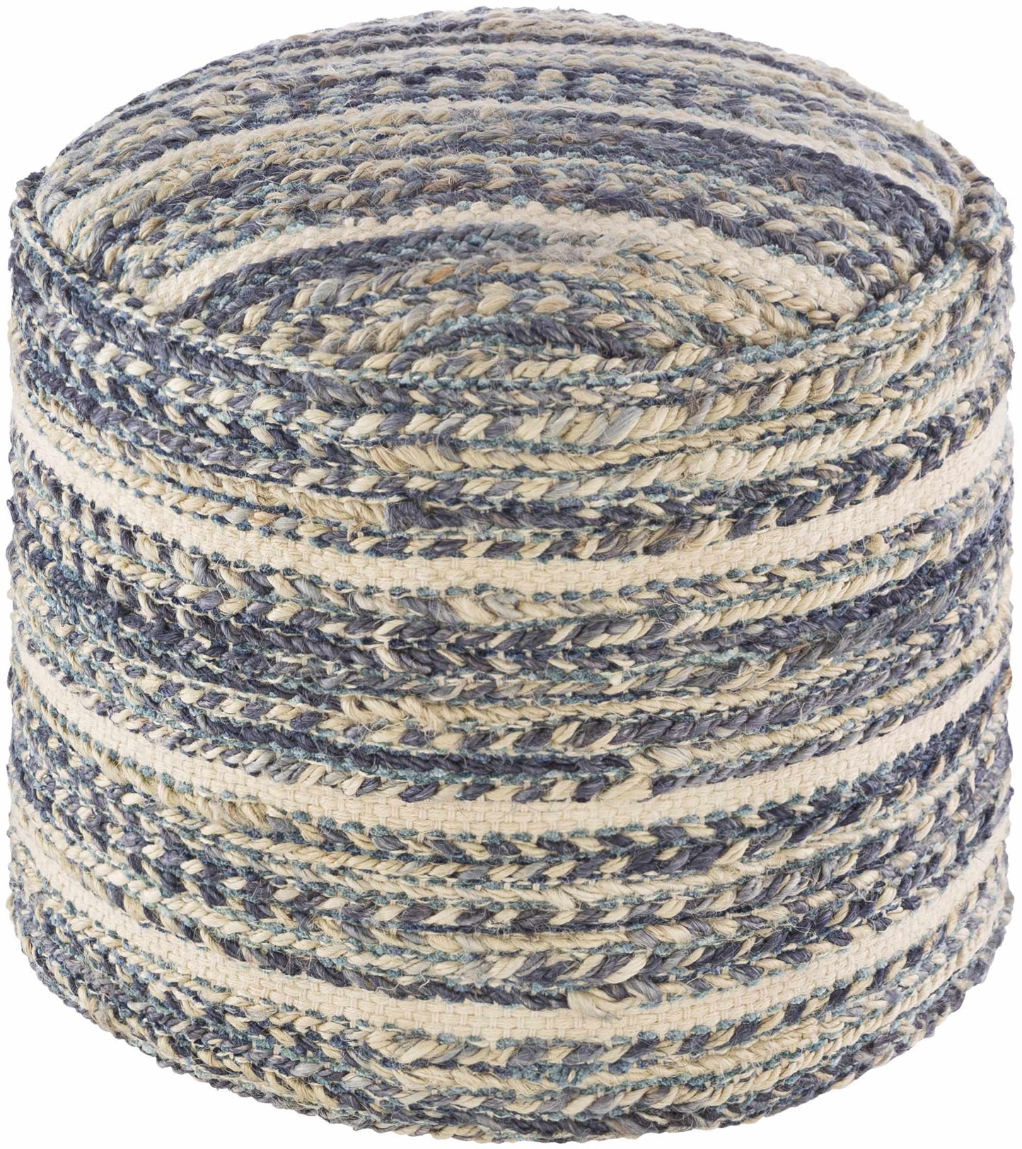 Grayville PTeal Hand Woven Jute Cylindrical Pouf-1