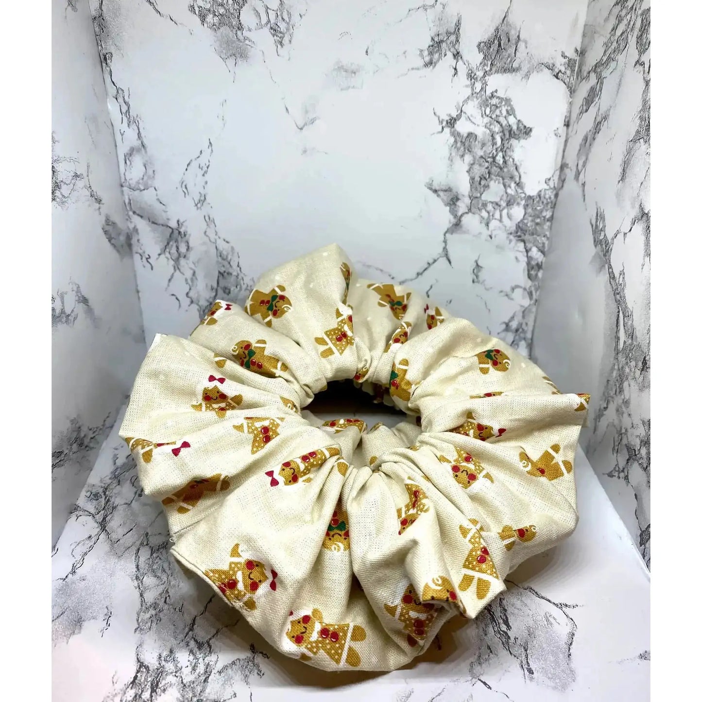 Beige Gingerbread Christmas Scrunchie