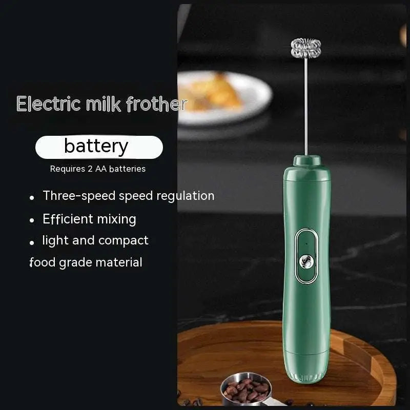 Green Handheld Battery Version Milk Frother