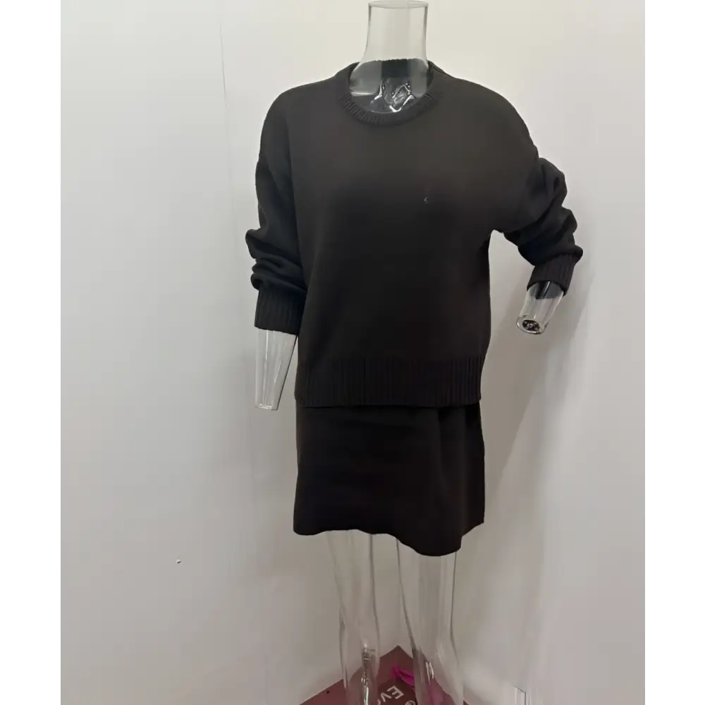 Green Long Sleeve Sweater Skirt Sets