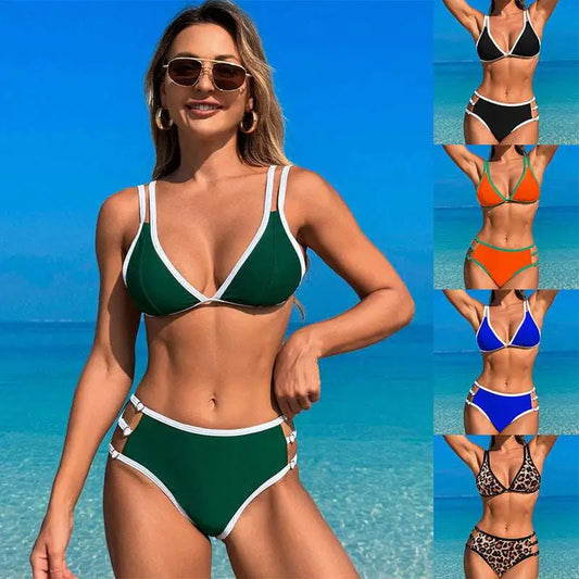 Green White Bikini Fashion Split Swimsuit