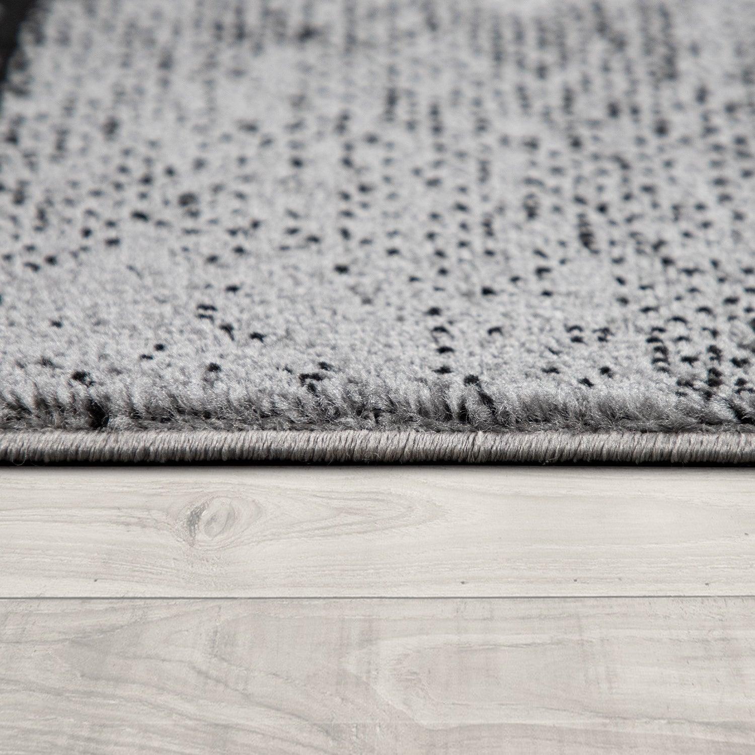 Grey Black Area Rug Mondial with Abstract Paint Effect-2