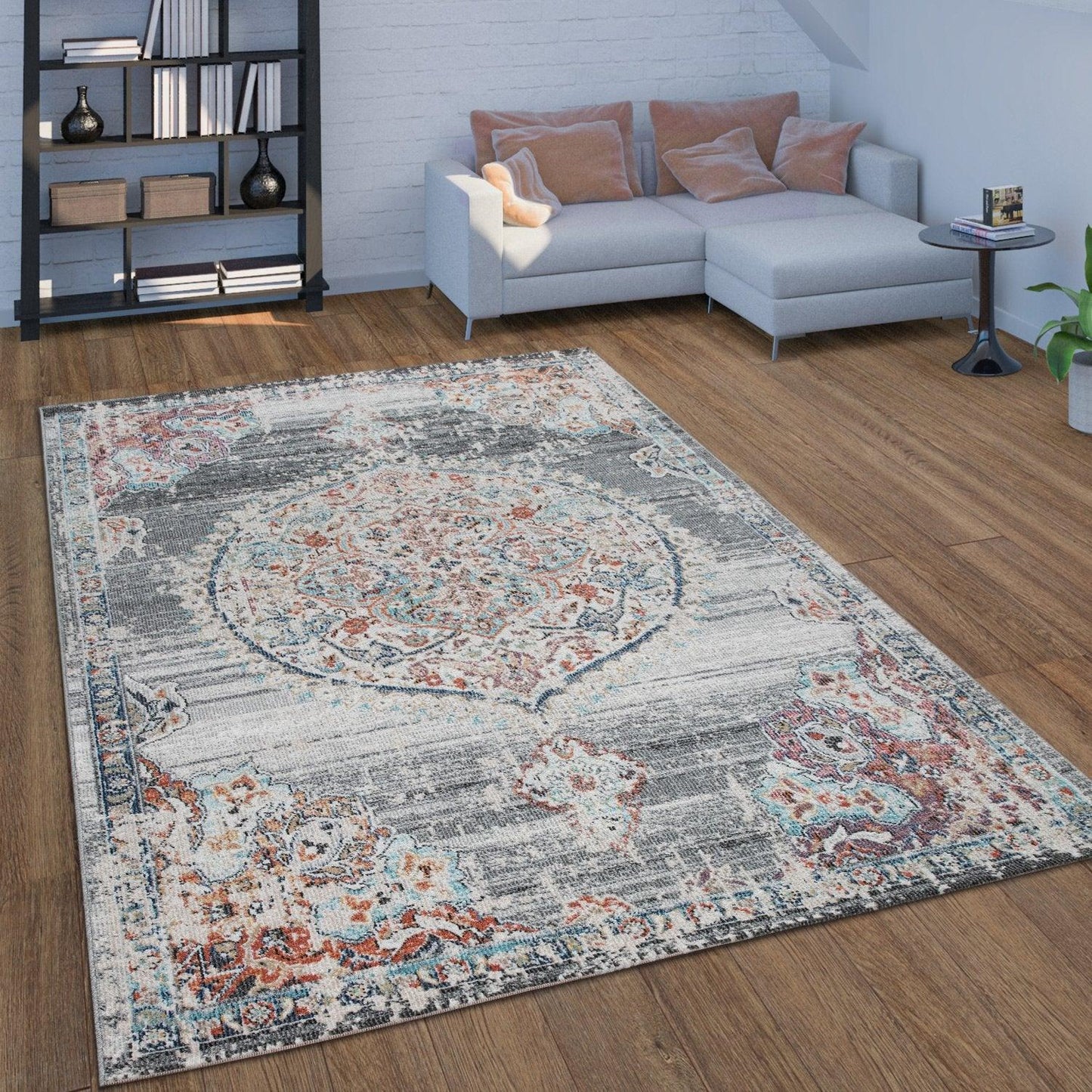 Grey Indoor & Outdoor Rug for Balcony Oriental Pattern-0
