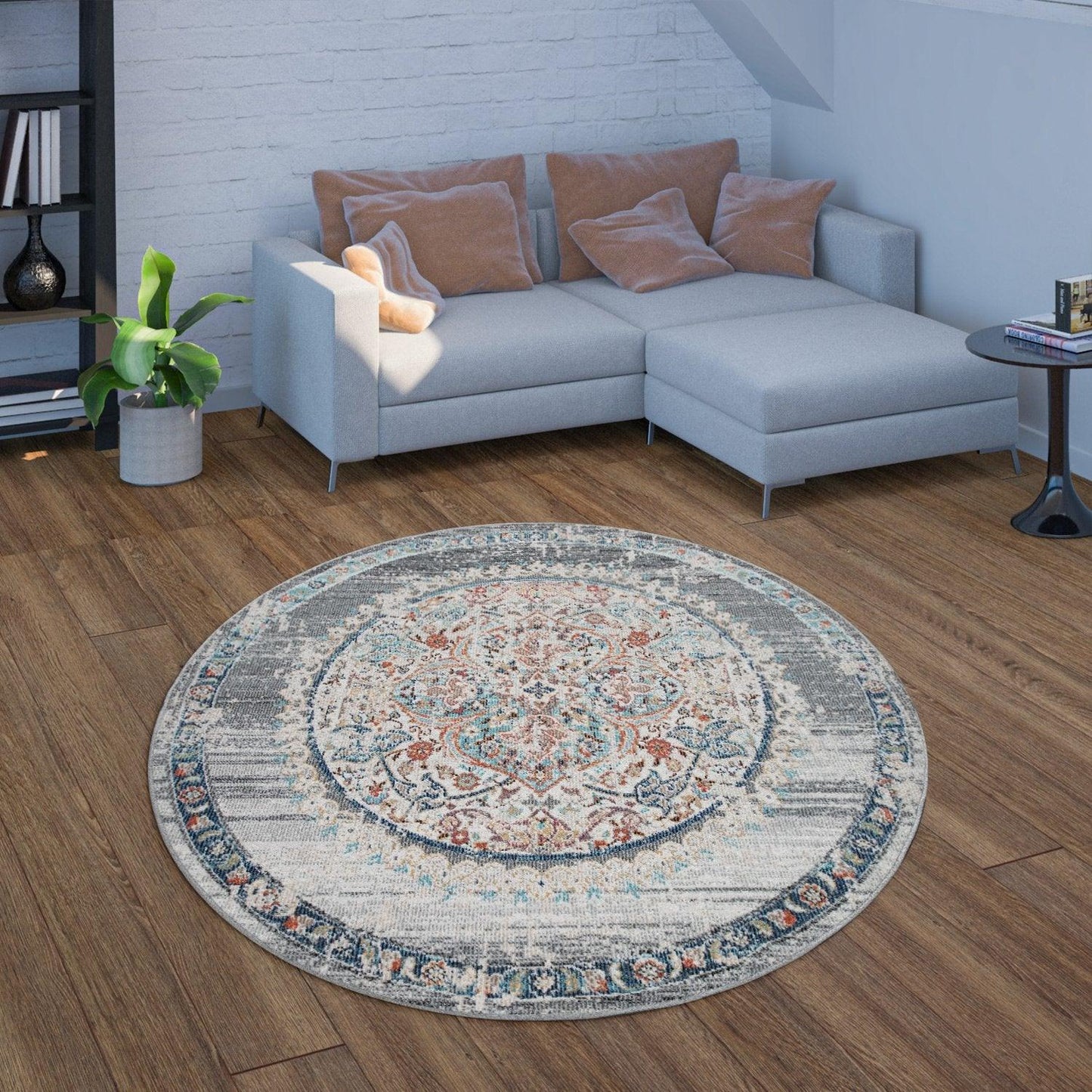 Grey Indoor & Outdoor Rug for Balcony Oriental Pattern-1