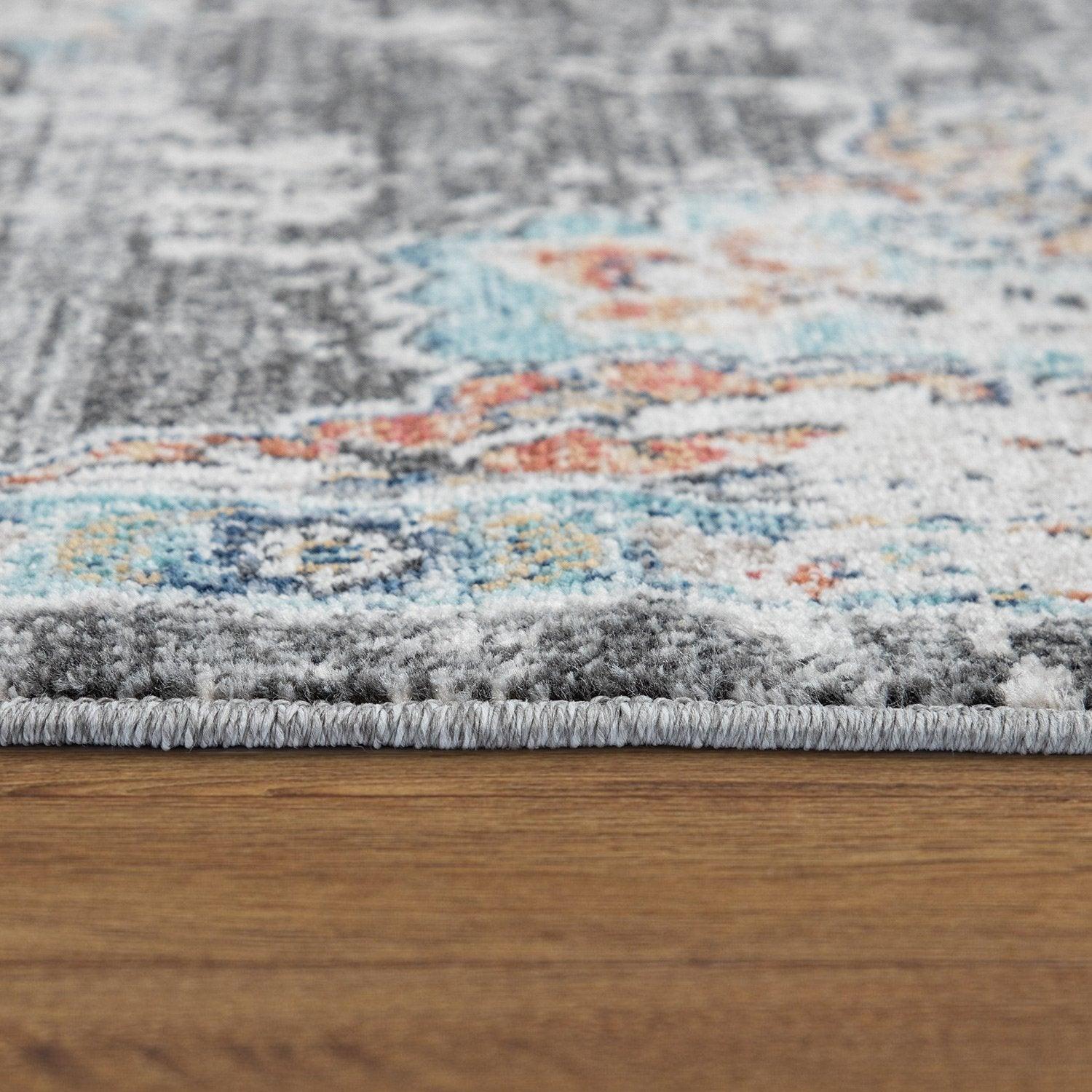 Grey Indoor & Outdoor Rug for Balcony Oriental Pattern-2