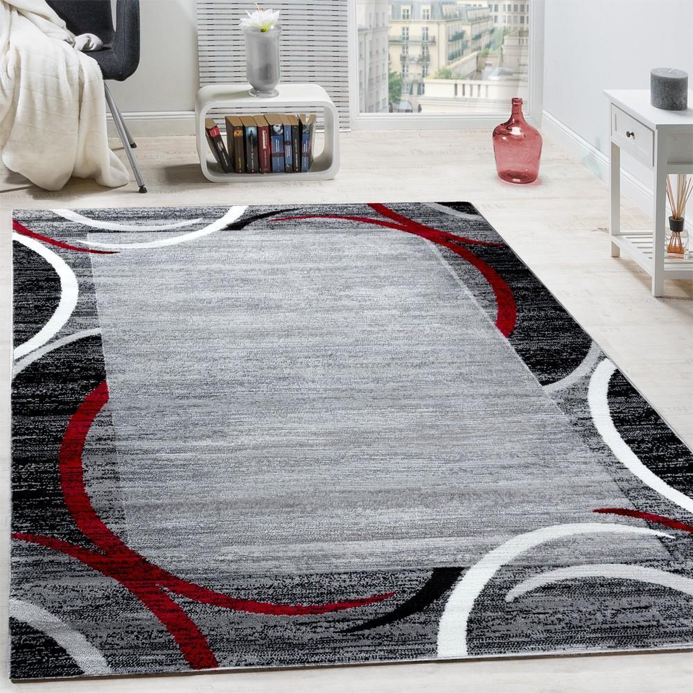 Grey Red Area Rug for Living Room Modern Design-0