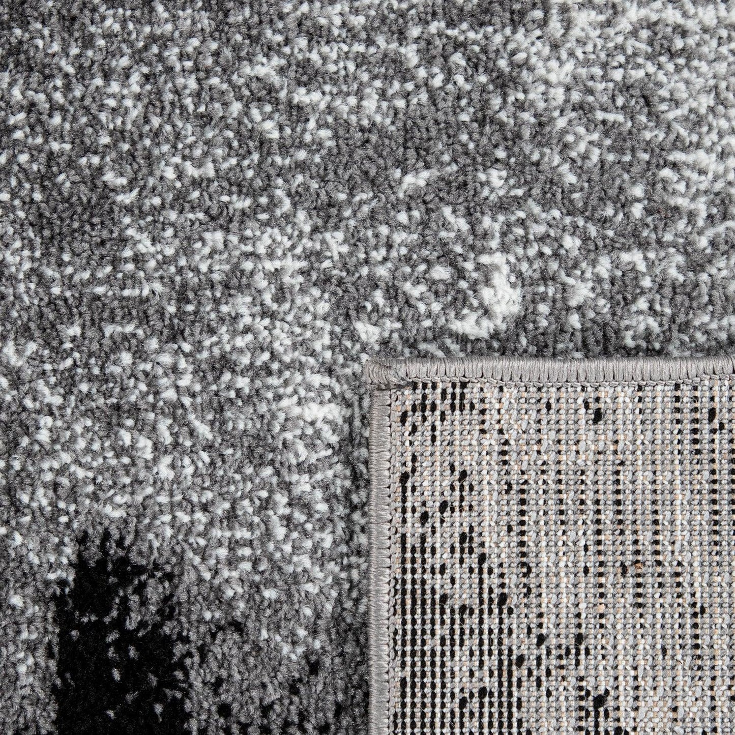 Grey White Area Rug Modern Design with Abstract Paint Effect-1