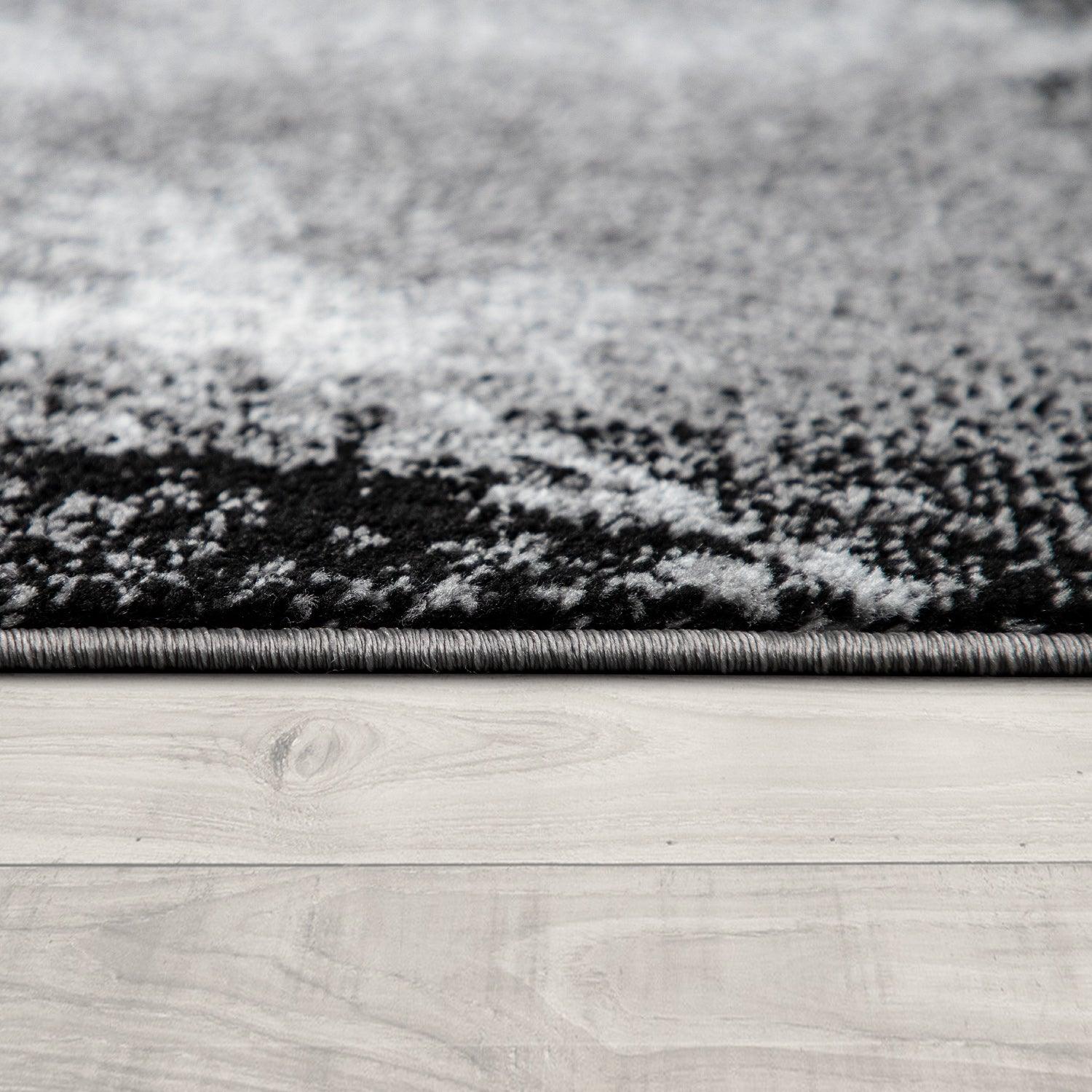 Grey White Area Rug Modern Design with Abstract Paint Effect-2