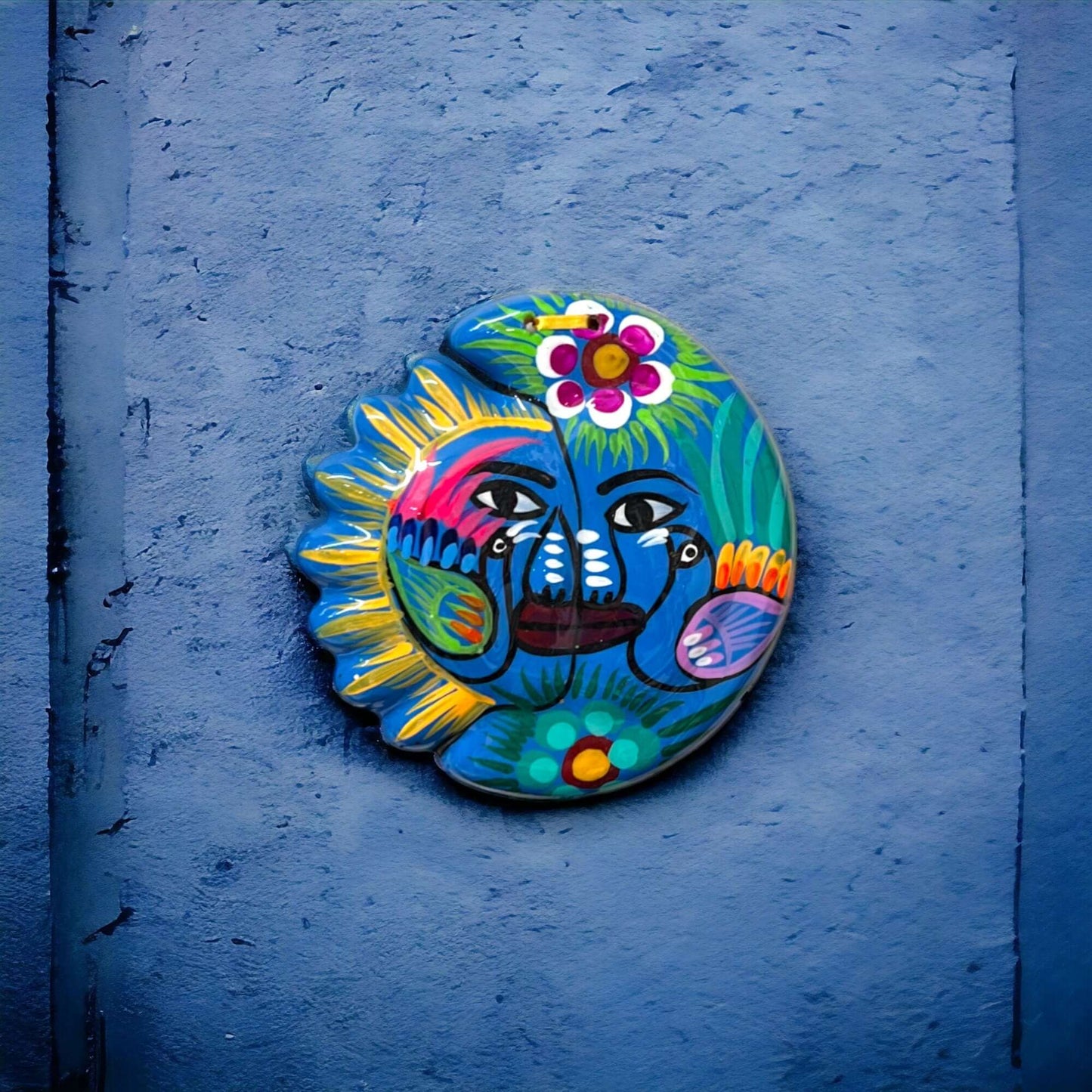 Guerrero Sun Moon Wall Art | Hand-Painted Mexican Eclipse Decor