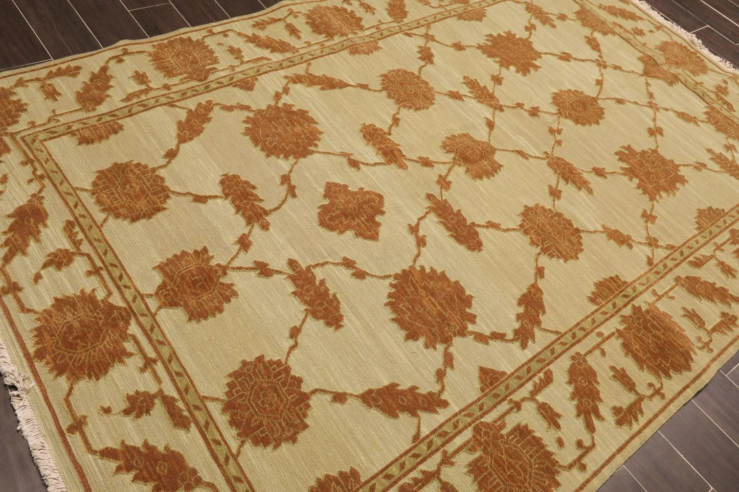 6' x 9' Hand Knotted Wool & Silk High Low Pile Area Rug Beige-3