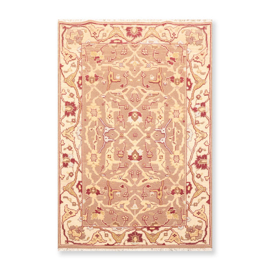 3'10" x 5'10" Hand Knotted Wool High Low Pile Area Rug Brown-0