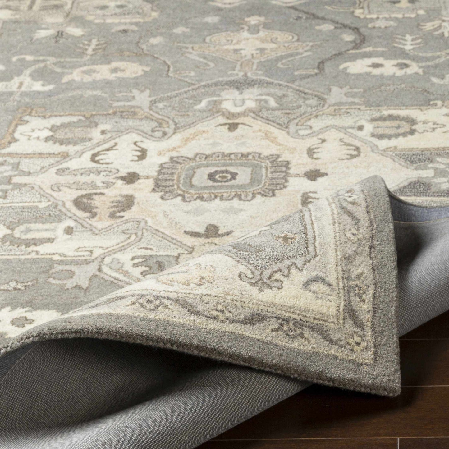 Broomfield 1196 Hand Tufted Taupe Wool Rug-2