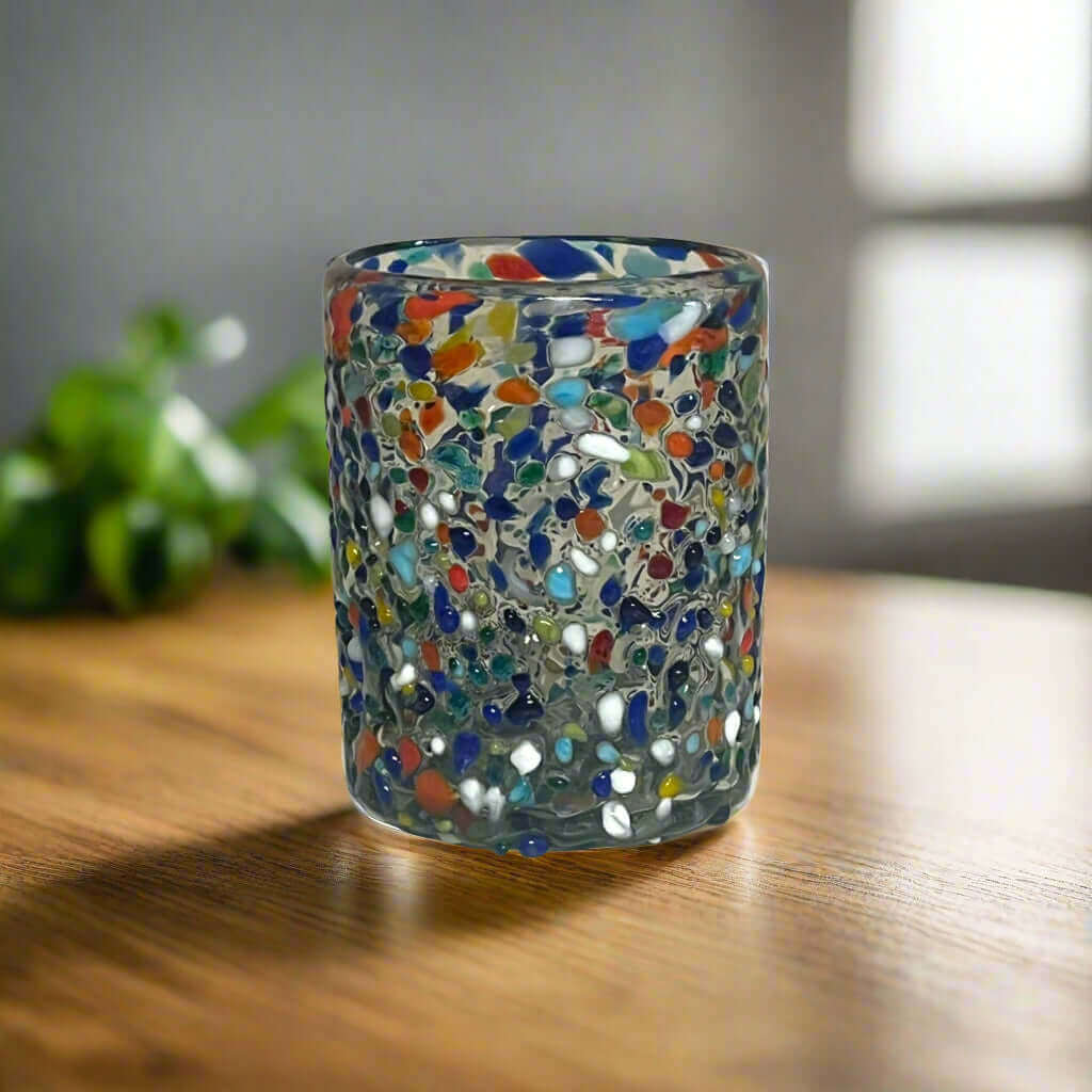 Confetti Pebbled Drinking Glass | Hand-Blown Mexican Glassware