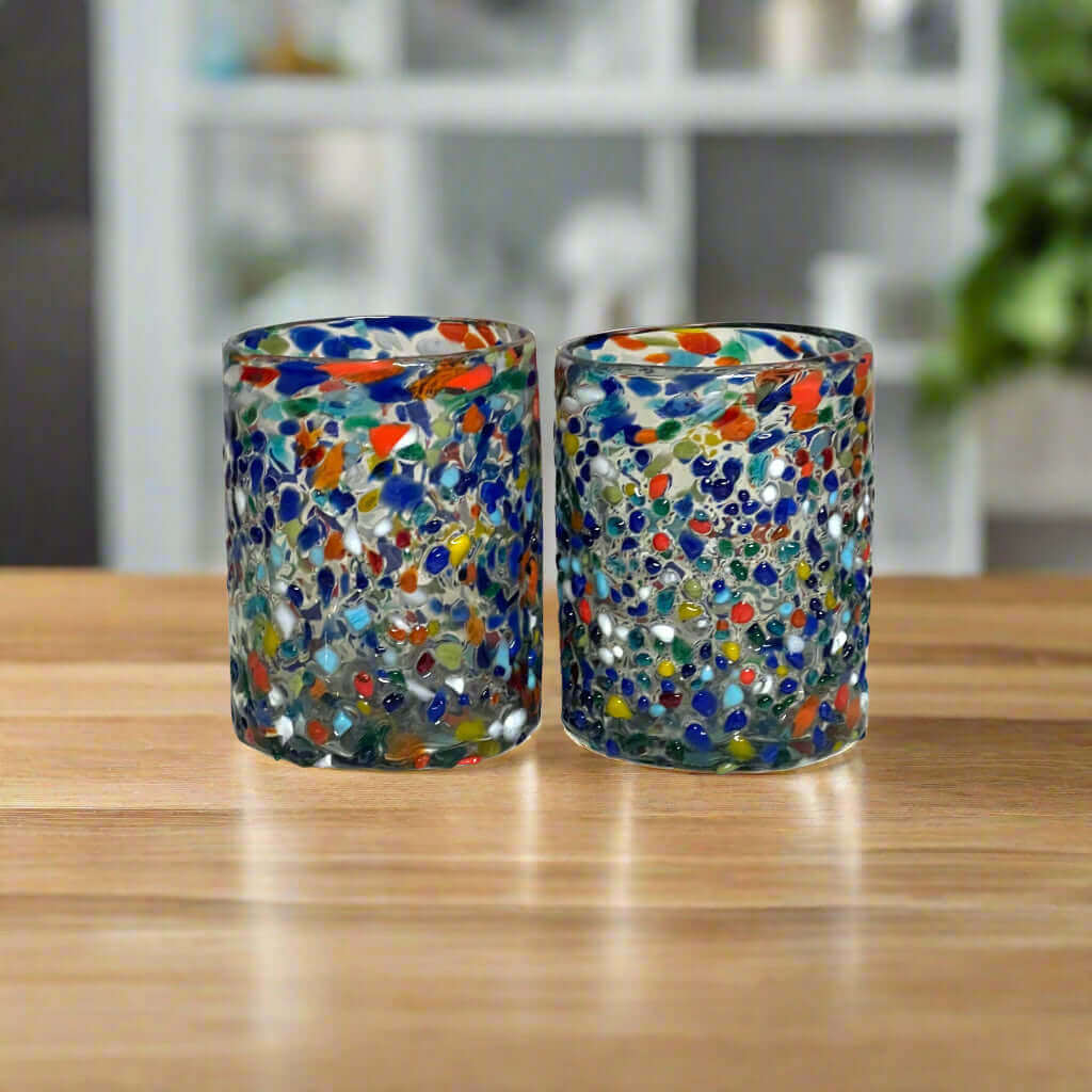 Confetti Pebbled Drinking Glass | Hand-Blown Mexican Glassware