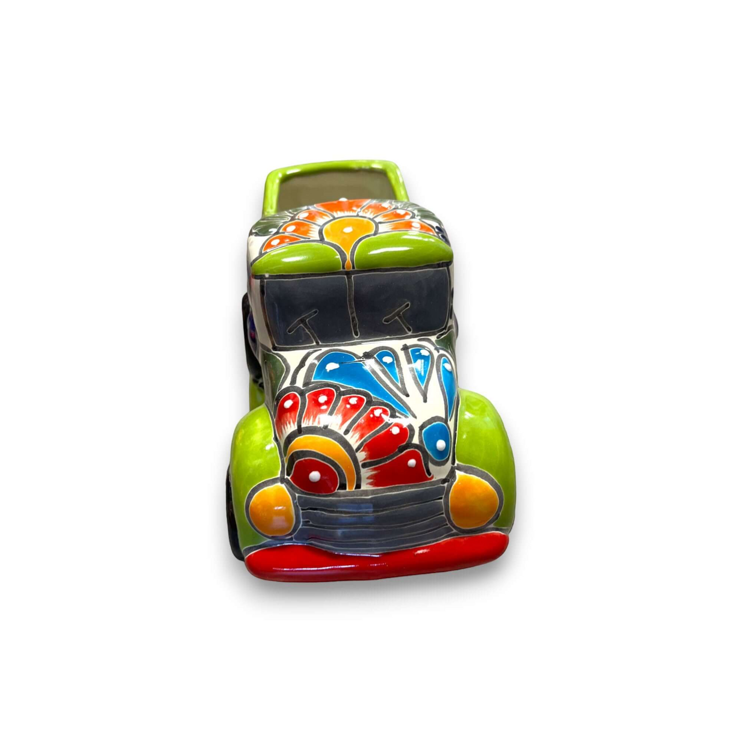 Hand-Painted Talavera Car Planter | Colorful Ceramic Car Statue (Small)