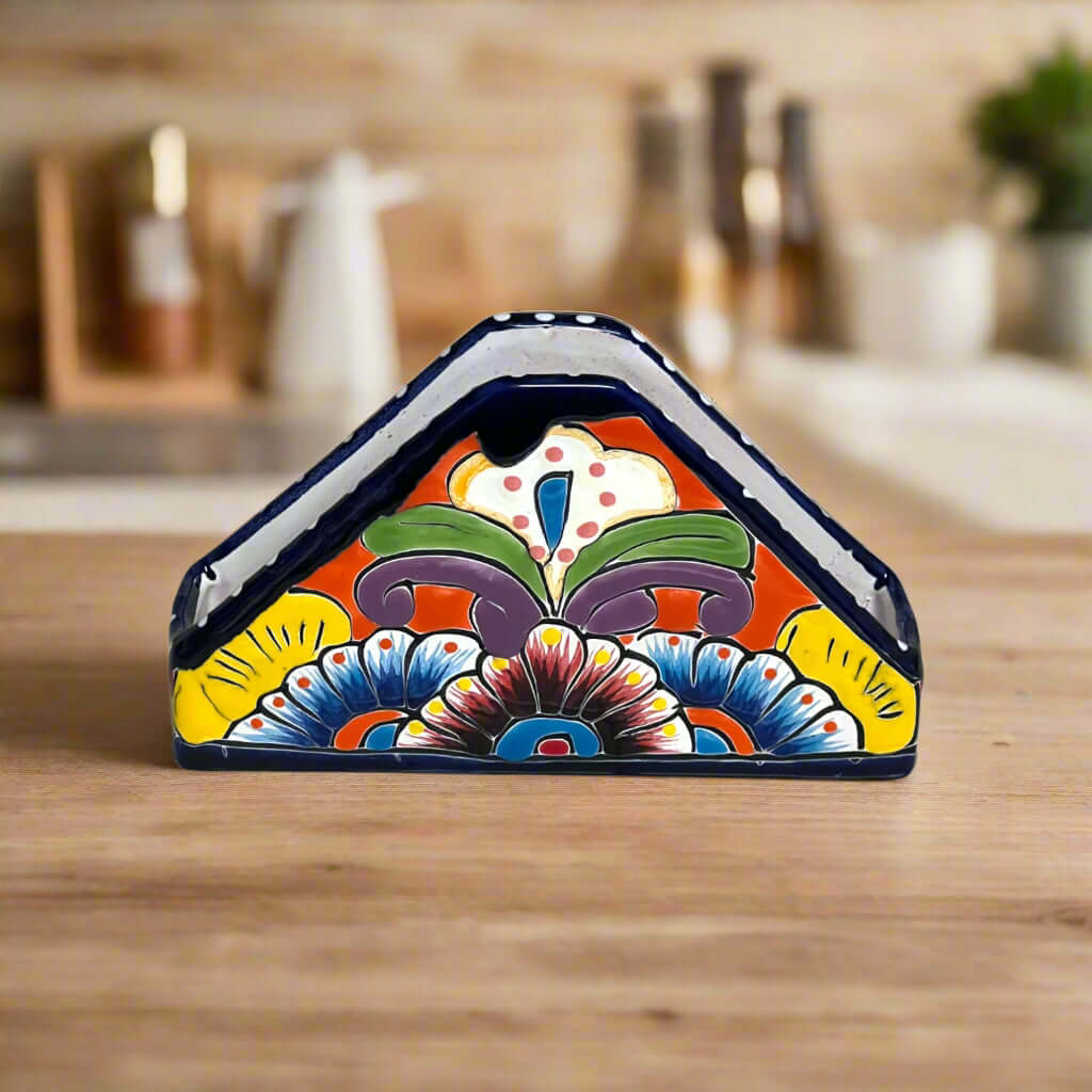 Talavera Napkin Holder | Hand-Painted Mexican Ceramic Decor